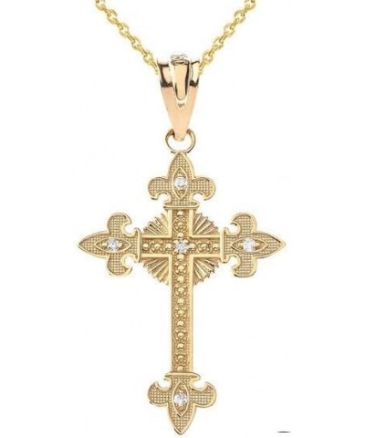 Saint Cross with Diamond Fine Pendant Necklace With Rolo Chain Real Solid 10Kt Gold A. 10K Yellow Gold 20.0 Inches $95.19 Nec...