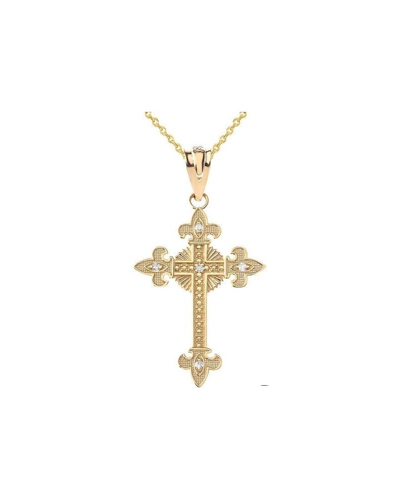 Saint Cross with Diamond Fine Pendant Necklace With Rolo Chain Real Solid 10Kt Gold A. 10K Yellow Gold 20.0 Inches $95.19 Nec...