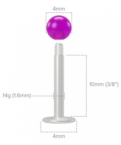 2pc Labret 14g Studs Flexible Bioplast Clear Plastic Bioflex Lip Monroe Piercing Jewelry 10mm (3/8) - Purple $9.27 Body Jewelry