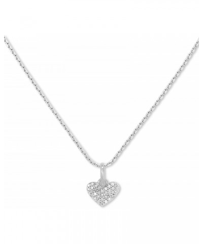 Ari Pave Heart Sterling Silver Charm Necklace in White Diamond, Fine Jewelry for Women $85.10 Necklaces