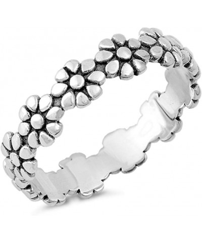 Eternity Plumeria Flower Beautiful Ring New .925 Sterling Silver Band Sizes 3-10 $10.33 Rings