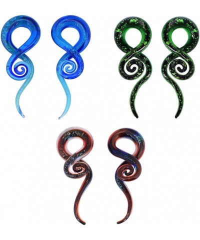 Ear Stretching Glass Spiral Tapers Gauges 4g-9/16 inch Blue, Glow in The Dark, Purple, Green, Red 3 glitter pairs of 00g(10mm...