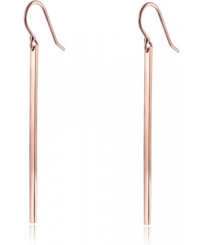 Gold Bar Earrings 18K Gold Plated Sterling Silver Bar Drop Earrings 50mm Bar - Rose Gold rose-gold-plated-brass $9.76 Earrings