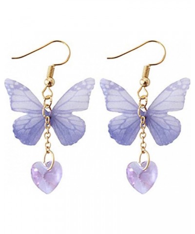 Charming Elegant Butterfly Heart Gem Earrings Earrings Stud Earrings Stud Women Girls $6.00 Earrings