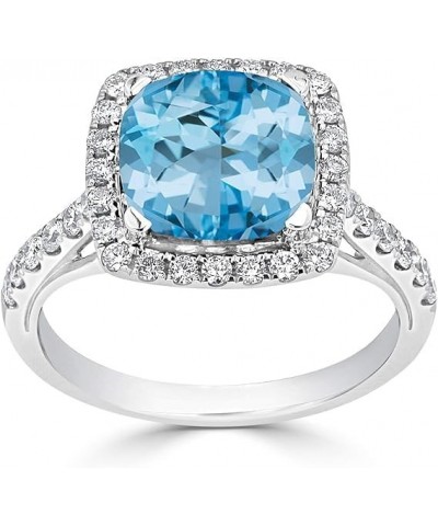 14k Gold Cushion-cut with Diamond Halo Engagement Ring (1 9/10 to 2 3/4ct TGW, 3/8ct TDW), Size 4-9 Swiss Blue Topaz $450.06 ...