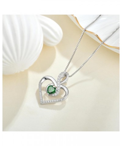 Forever Love Heart Pendant Necklace 925 Sterling Silver Infinity Pendant with Birthstone Zirconia Anniversary Birthday Gifts ...