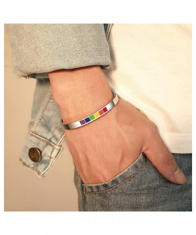 Rainbow LGBT pride bracelet Gay pride bracelet Mens womens cuff bracelet Bestfriend bracelet Pride stuff for gay Lesbian and ...