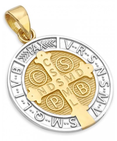 14k REAL Two Tone Gold Saint Benito Double Side Medal Charm Pendant (Size : 24 x 16 mm) $105.20 Pendants