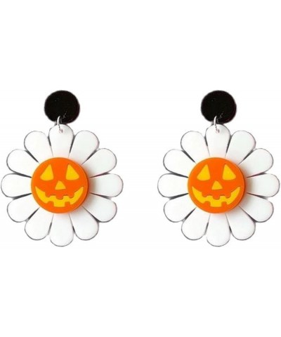 Rainbow Skull Flower Pumpkin Acrylic Stud Drop Dangle Earrings for Women Girl Jewelry Gifts Daisy Cutie Halloween Horror Funn...