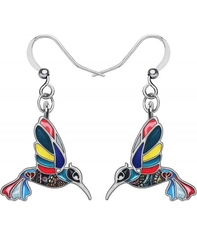 Enamel Alloy Cute Hummingbird Earrings Bird Drop Dangle Fashion Jewelry For Women Girls Charm Gift Multi $8.66 Earrings