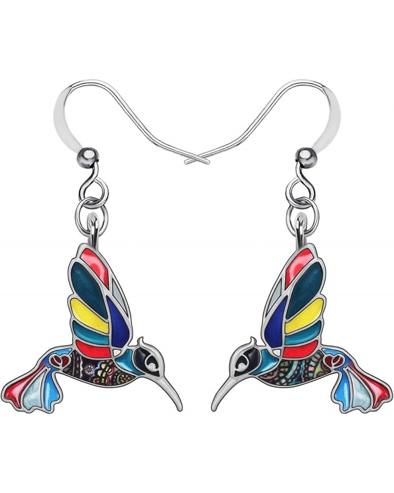 Enamel Alloy Cute Hummingbird Earrings Bird Drop Dangle Fashion Jewelry For Women Girls Charm Gift Multi $8.66 Earrings