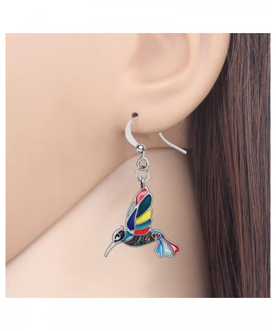 Enamel Alloy Cute Hummingbird Earrings Bird Drop Dangle Fashion Jewelry For Women Girls Charm Gift Multi $8.66 Earrings