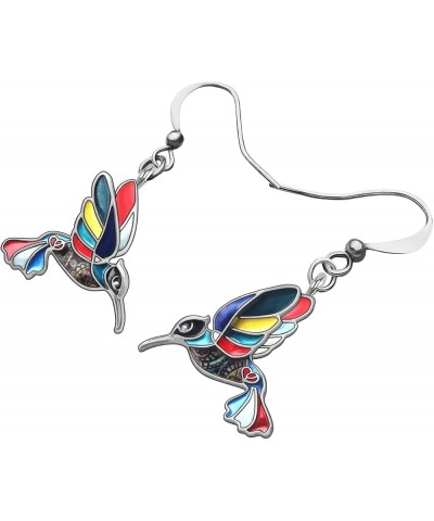 Enamel Alloy Cute Hummingbird Earrings Bird Drop Dangle Fashion Jewelry For Women Girls Charm Gift Multi $8.66 Earrings