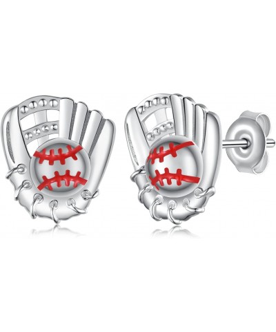 Baseball Gloves Earrings for Women,925 Sterling Silver Baseball Stud Earrings,Sports Jewelry Gifts for Girls Daughter Grandda...