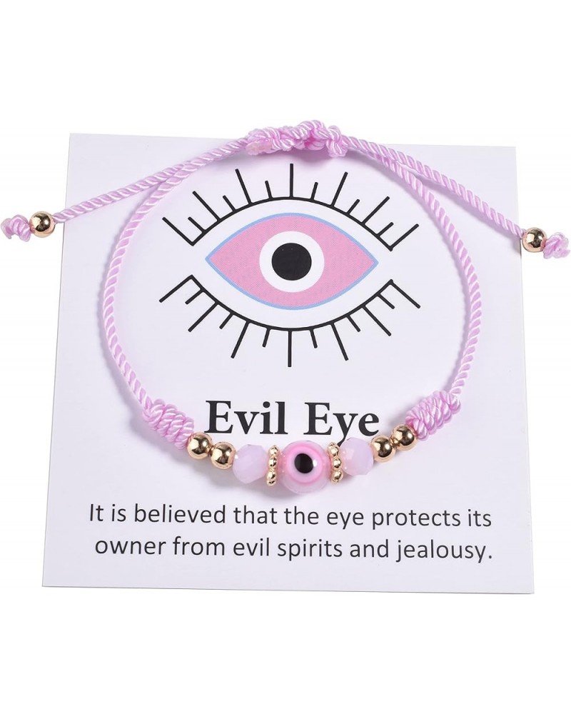 Evil Eye Bracelet For Women Teen Girls Amulet Pink Protection Bracelet Good Luck Adjustable String Bracelet Anklet 1 Pcs Wome...