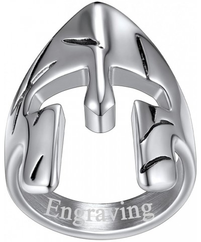 Spartan Helmet Rings for Men Women, Stainless Steel/18K Gold Plated Greece Jewelry with Delicate Gift Packaging 01: Silver(Cu...