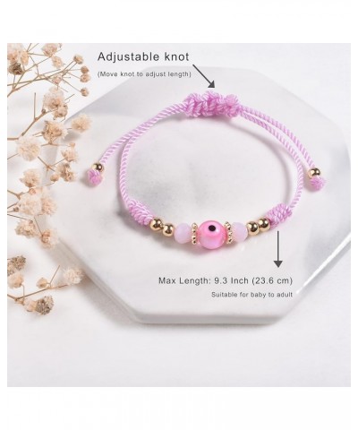 Evil Eye Bracelet For Women Teen Girls Amulet Pink Protection Bracelet Good Luck Adjustable String Bracelet Anklet 1 Pcs Wome...