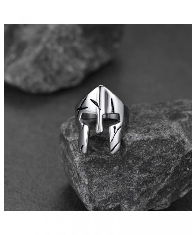 Spartan Helmet Rings for Men Women, Stainless Steel/18K Gold Plated Greece Jewelry with Delicate Gift Packaging 01: Silver(Cu...