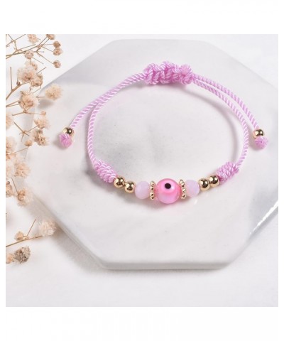 Evil Eye Bracelet For Women Teen Girls Amulet Pink Protection Bracelet Good Luck Adjustable String Bracelet Anklet 1 Pcs Wome...