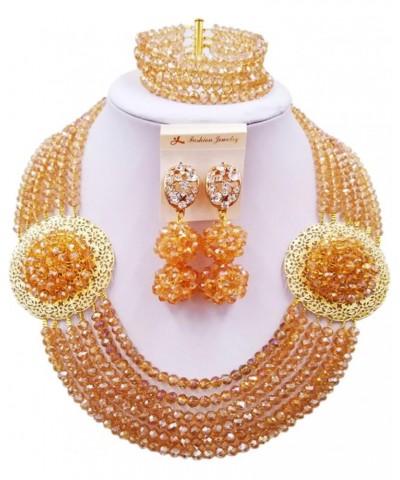 African Jewelry Sets for Women Nigerian Beads Jewelry Set Bridal and Earrings Champagne Gold AB $16.80 Jewelry Sets