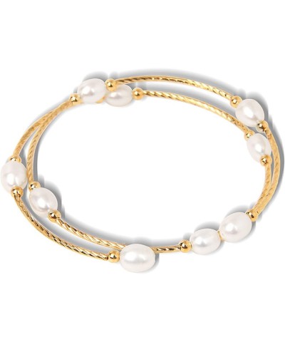 Elegant Pearl Bracelets for Women Real Natural Freshwater Baroque Pearl White Pink Oval Beads Bangles Wedding Friendship Jewe...