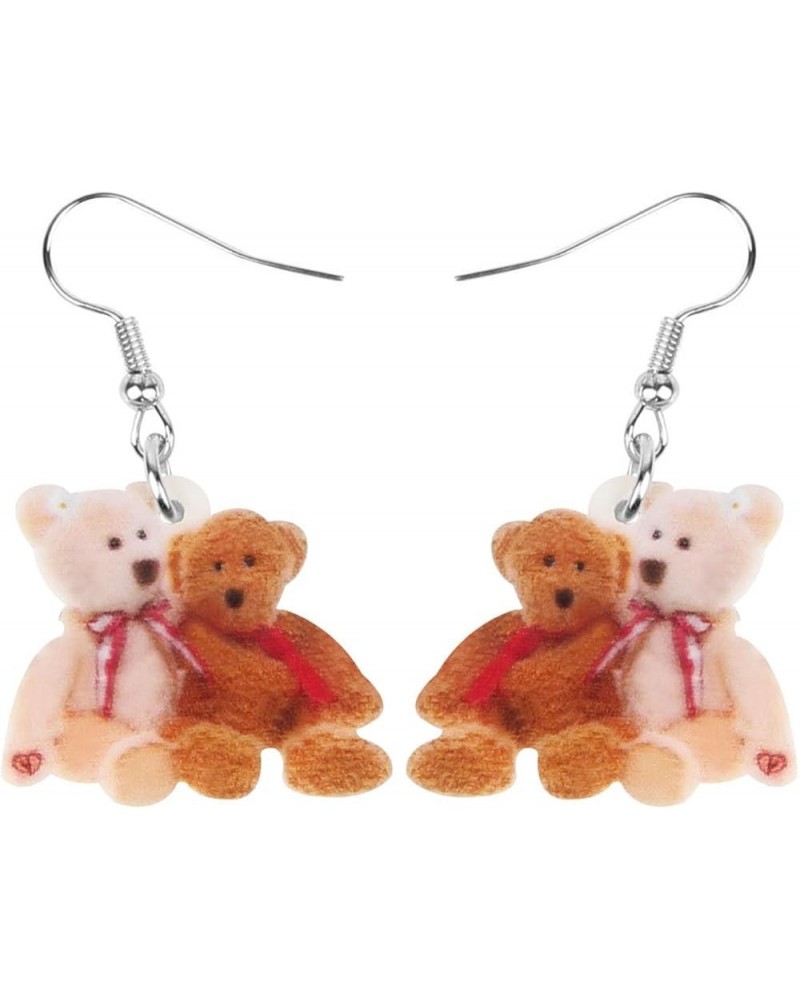 Acrylic Brown Doll Bear Earrings Print Cute Dangle Drop for Women Girls Kid Funny Gift Jewelry Doll Bear M $6.59 Earrings