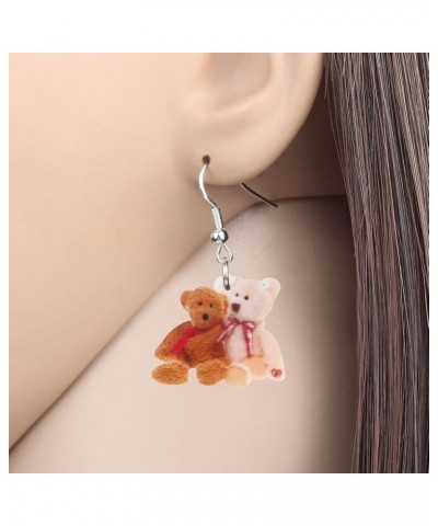 Acrylic Brown Doll Bear Earrings Print Cute Dangle Drop for Women Girls Kid Funny Gift Jewelry Doll Bear M $6.59 Earrings