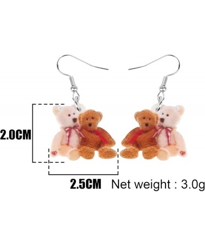 Acrylic Brown Doll Bear Earrings Print Cute Dangle Drop for Women Girls Kid Funny Gift Jewelry Doll Bear M $6.59 Earrings