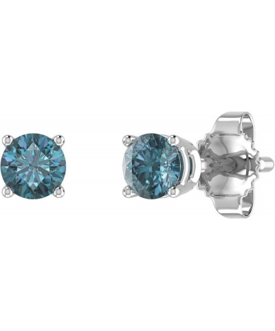 1/5 to 1 Carat 4-Prong Set Blue Diamond Stud Earrings in 14K Gold White Gold 0.25 carats $88.15 Earrings