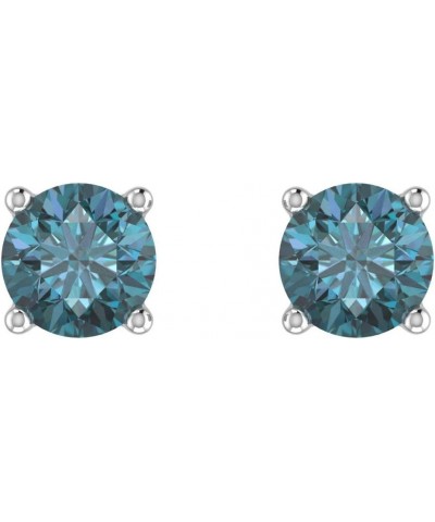 1/5 to 1 Carat 4-Prong Set Blue Diamond Stud Earrings in 14K Gold White Gold 0.25 carats $88.15 Earrings