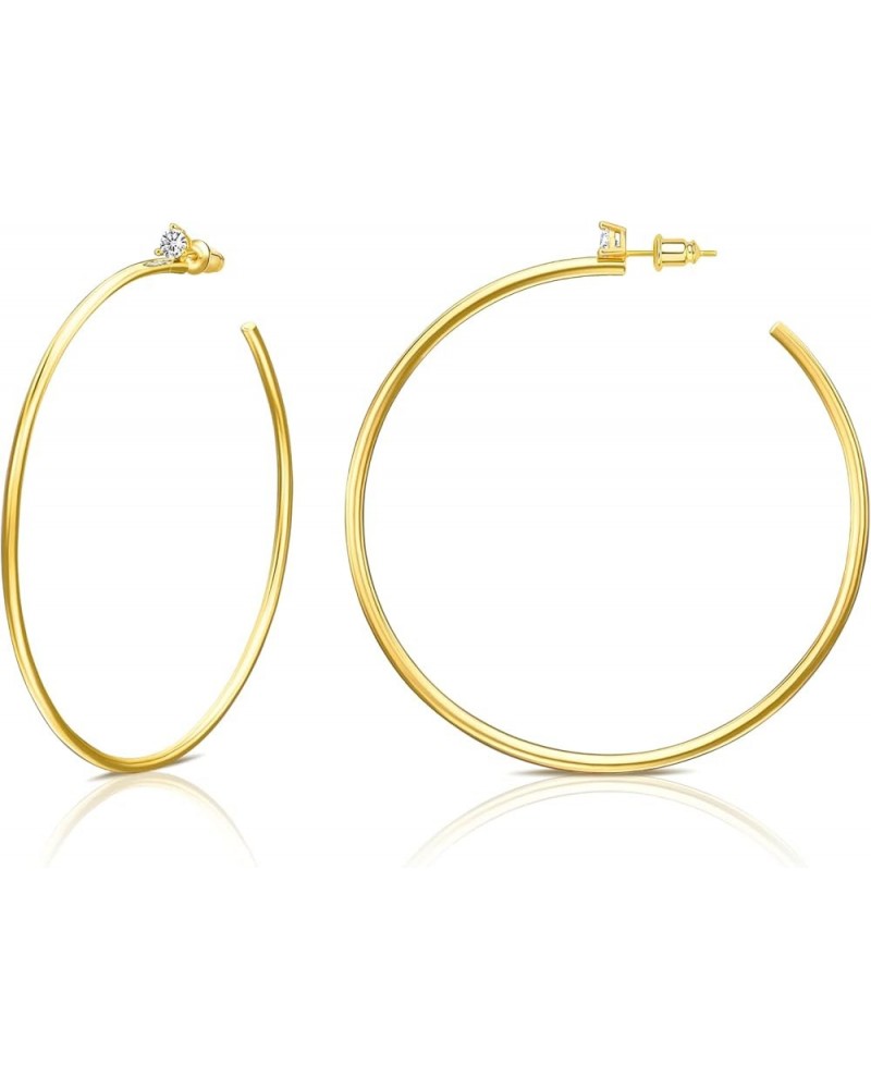 Gold Hoop Earrings for Women 14K Gold Plated Hoops Thin Earring Hoops for Girls Lightweight with Cubic Zirconia 70mm Gold $7....