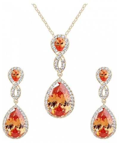 Wedding 8-Shape Zircon Jewelry Set Austrian Crystal Topaz Color $10.59 Jewelry Sets