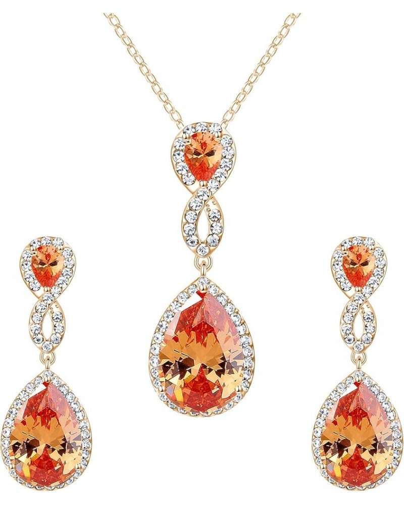 Wedding 8-Shape Zircon Jewelry Set Austrian Crystal Topaz Color $10.59 Jewelry Sets