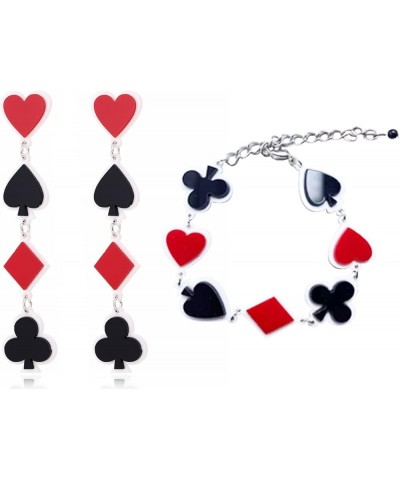 Creative Playing Cards Pattern Drop Earring Acrylic Hearts Poker Spade Earring for Women Girls Gambling Casino Funny Jewelry ...