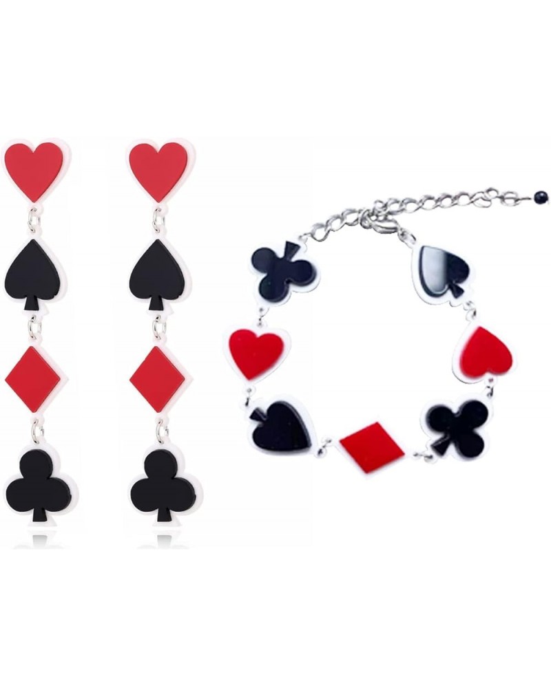 Creative Playing Cards Pattern Drop Earring Acrylic Hearts Poker Spade Earring for Women Girls Gambling Casino Funny Jewelry ...