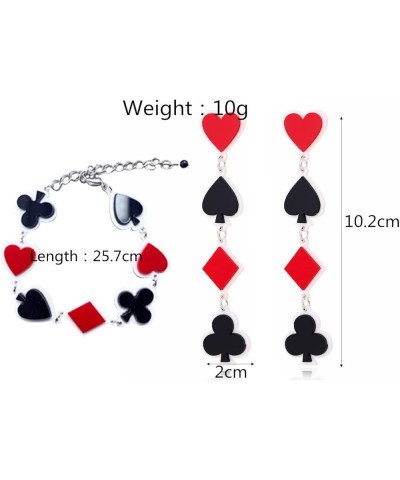 Creative Playing Cards Pattern Drop Earring Acrylic Hearts Poker Spade Earring for Women Girls Gambling Casino Funny Jewelry ...