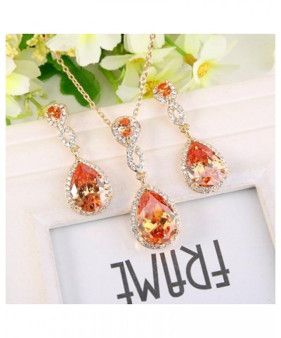 Wedding 8-Shape Zircon Jewelry Set Austrian Crystal Topaz Color $10.59 Jewelry Sets