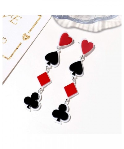 Creative Playing Cards Pattern Drop Earring Acrylic Hearts Poker Spade Earring for Women Girls Gambling Casino Funny Jewelry ...