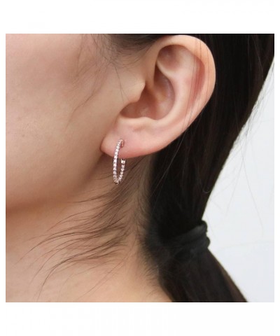 Sterling Silver Cubic Zirconia CZ Medium Fashion Inside-Out Hoop Earrings for Women, 0.75 Rose Gold Flashed $22.50 Earrings