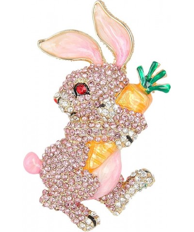 Austrian Crystal Enamel Adorable Rabbit with Carrot Brooch Pendant Pink Gold-Tone $13.67 Brooches & Pins