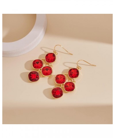 Gold Diamond Earrings For Women 4pcs Gold Plated Square Alloy Parts Dangle Earrings Ruby red $9.68 Earrings