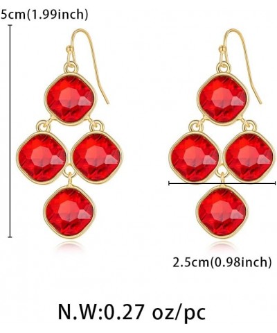 Gold Diamond Earrings For Women 4pcs Gold Plated Square Alloy Parts Dangle Earrings Ruby red $9.68 Earrings