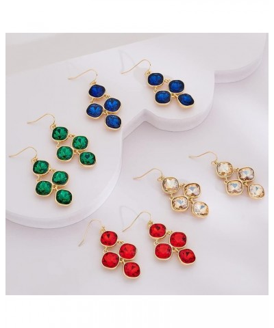 Gold Diamond Earrings For Women 4pcs Gold Plated Square Alloy Parts Dangle Earrings Ruby red $9.68 Earrings