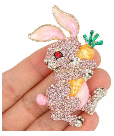 Austrian Crystal Enamel Adorable Rabbit with Carrot Brooch Pendant Pink Gold-Tone $13.67 Brooches & Pins