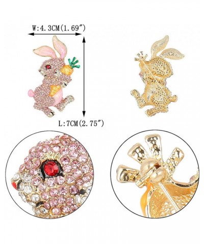 Austrian Crystal Enamel Adorable Rabbit with Carrot Brooch Pendant Pink Gold-Tone $13.67 Brooches & Pins