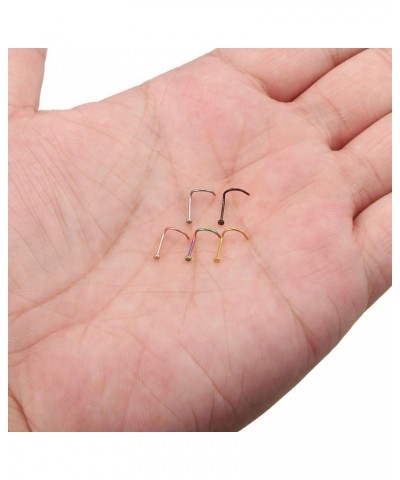 5PCS 22G Mix Color 316L Surgical Steel Nose Screw Studs Rings Curved Piercing Jewelry with 1.5mm Flat $7.40 Body Jewelry