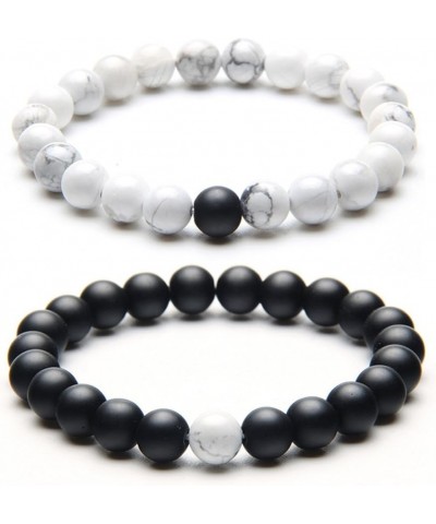 8mm Lava Stone Bracelet Men Women Rainbow Bead Distance Bracelets for Couples Black $9.20 Bracelets