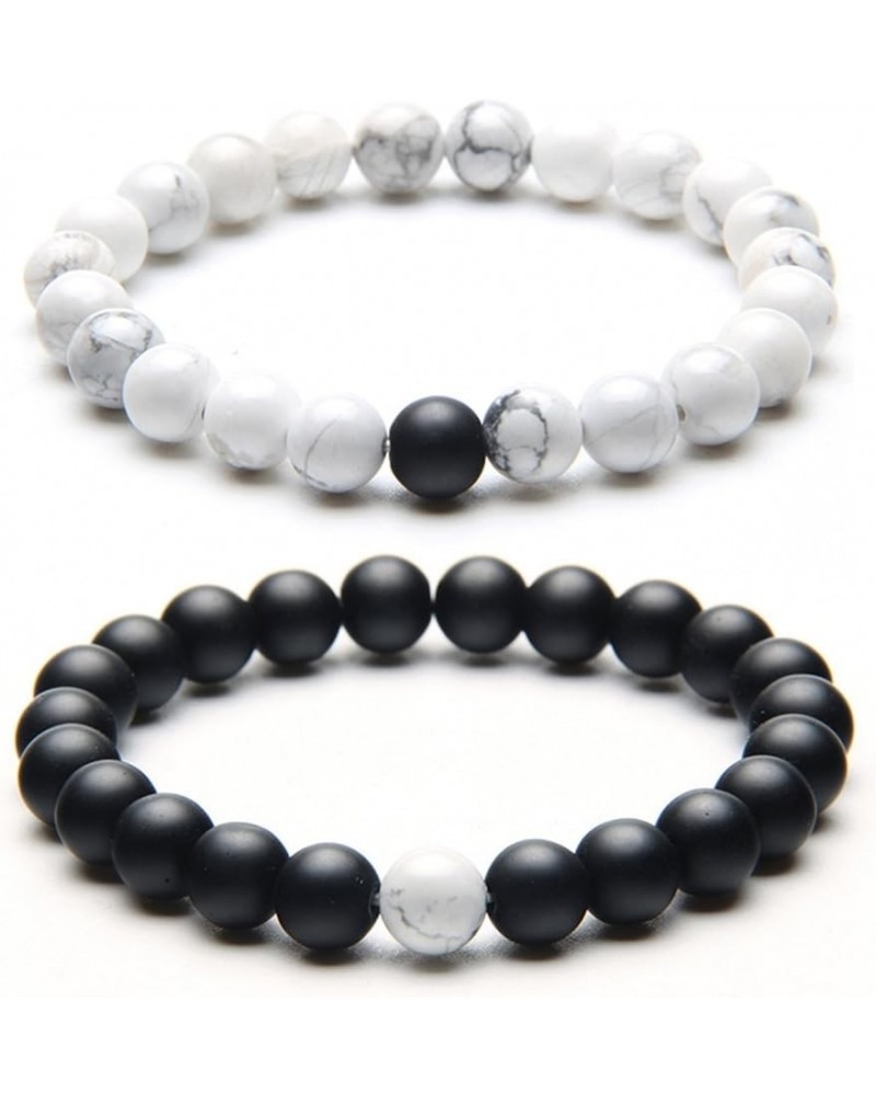 8mm Lava Stone Bracelet Men Women Rainbow Bead Distance Bracelets for Couples Black $9.20 Bracelets