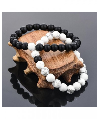 8mm Lava Stone Bracelet Men Women Rainbow Bead Distance Bracelets for Couples Black $9.20 Bracelets