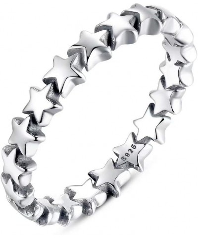 925 Sterling Silver Star Ring Stackable Rings Eternity Promise Rings for her Silver $11.19 Rings